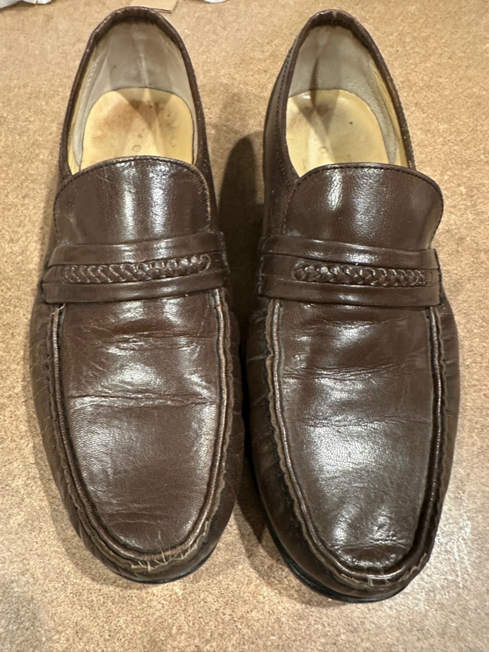 Men's Classic Brown Leather Slip-On Loafers